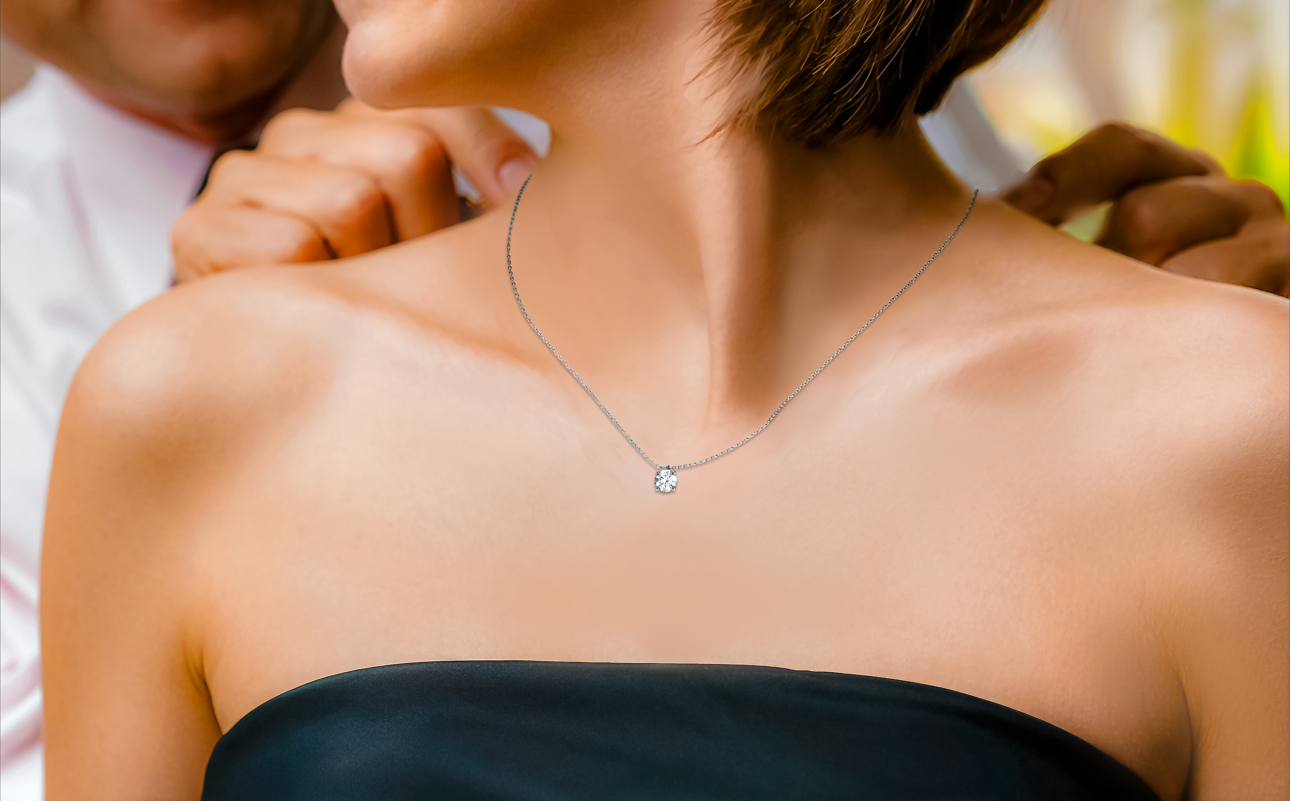 pendentif diamant en or blanc, jaune, rose ou platine 