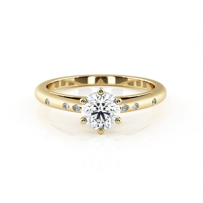 purchase Engagement ring Paved  Diamond Yellow Gold 6 Claws Bi-LED