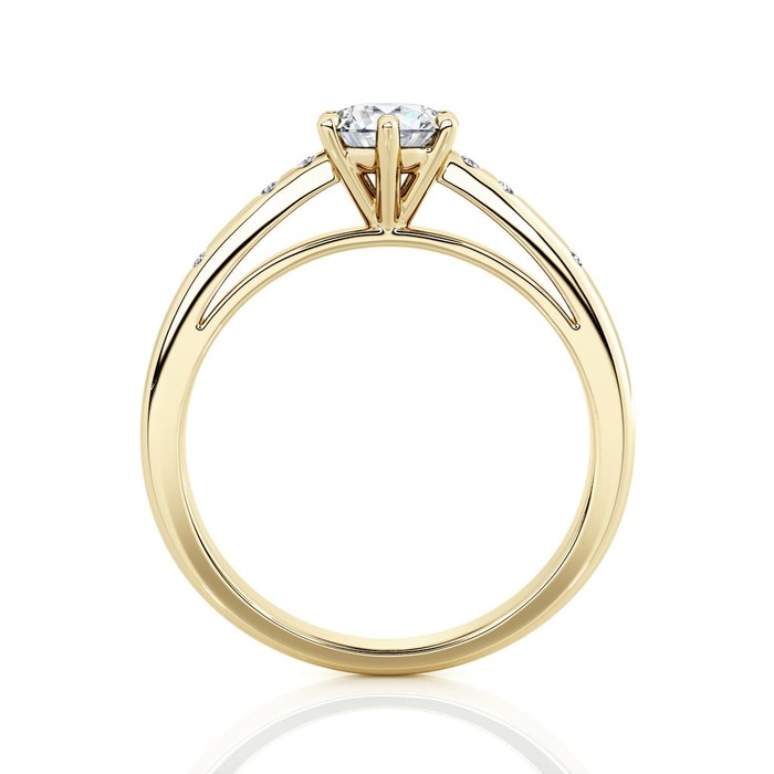 sell Engagement ring Paved  Diamond Yellow Gold 6 Claws Bi-LED