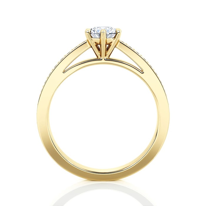 sell Engagement ring Paved  Diamond Yellow Gold 6 claws and diamond band