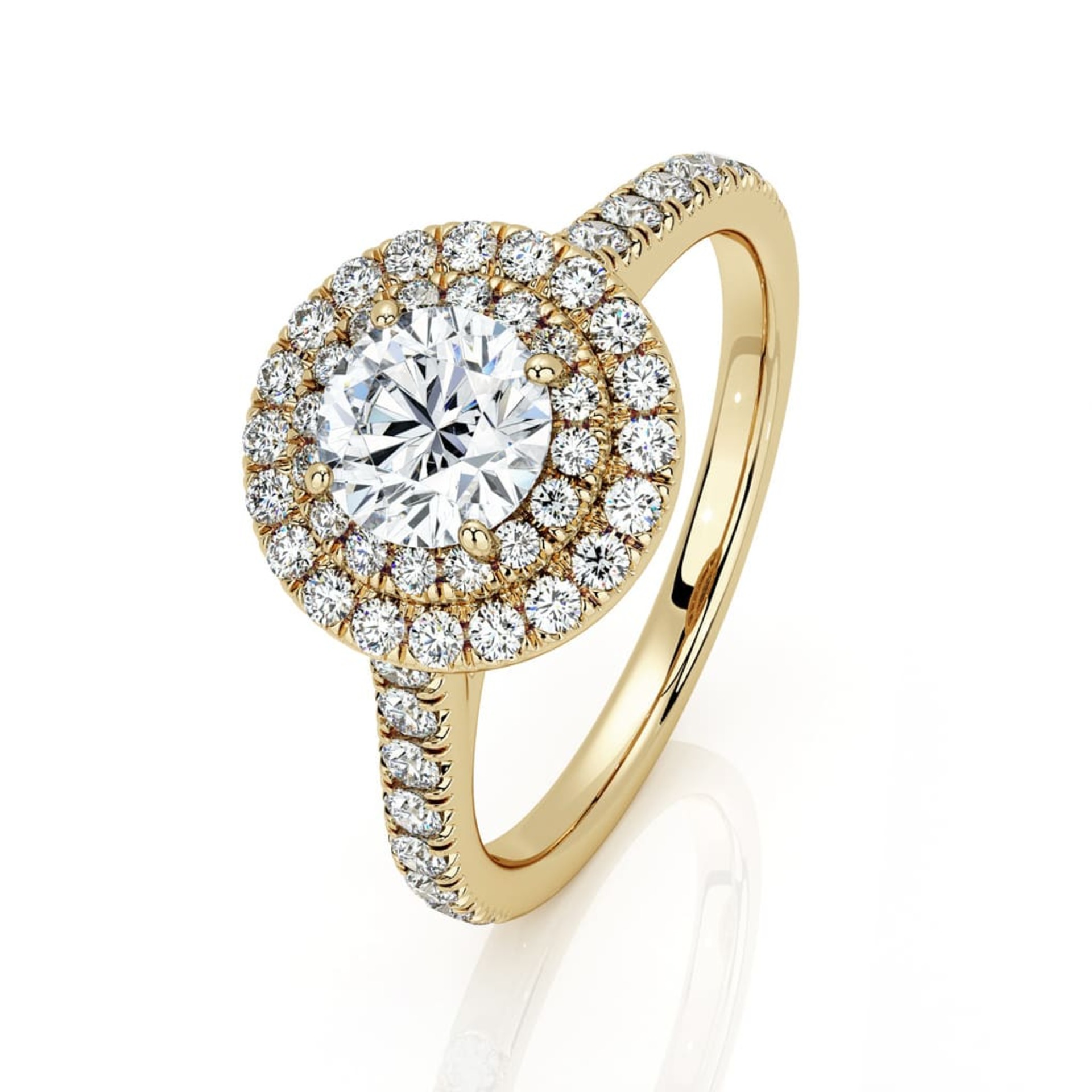 Ring Classics Diamond Yellow Gold Double Halo Setting